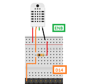 O modelo padrão de sensor DHT22 irá seguir o seguinte parâmetro, isolando o terceiro terminal.